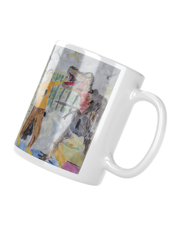 White Glossy Mug: Me vs T rex product image (2)