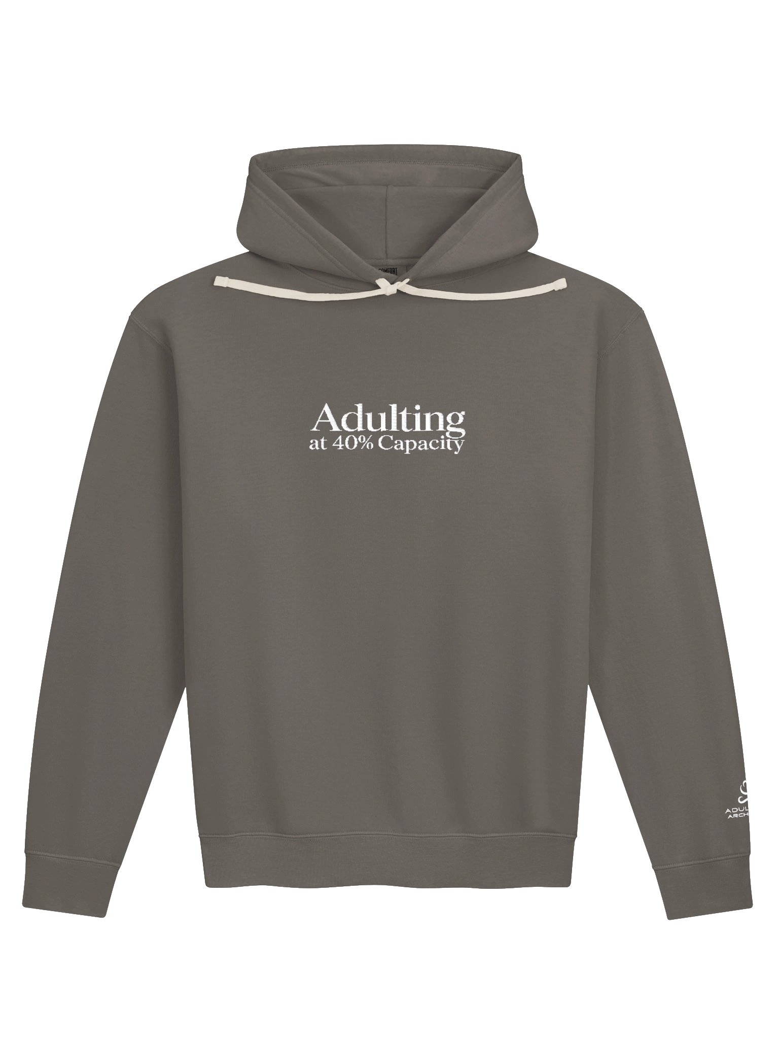 “Adulting at 40% Capacity” — Unisex Garment-Dyed Fleece Hoodie product image (2)