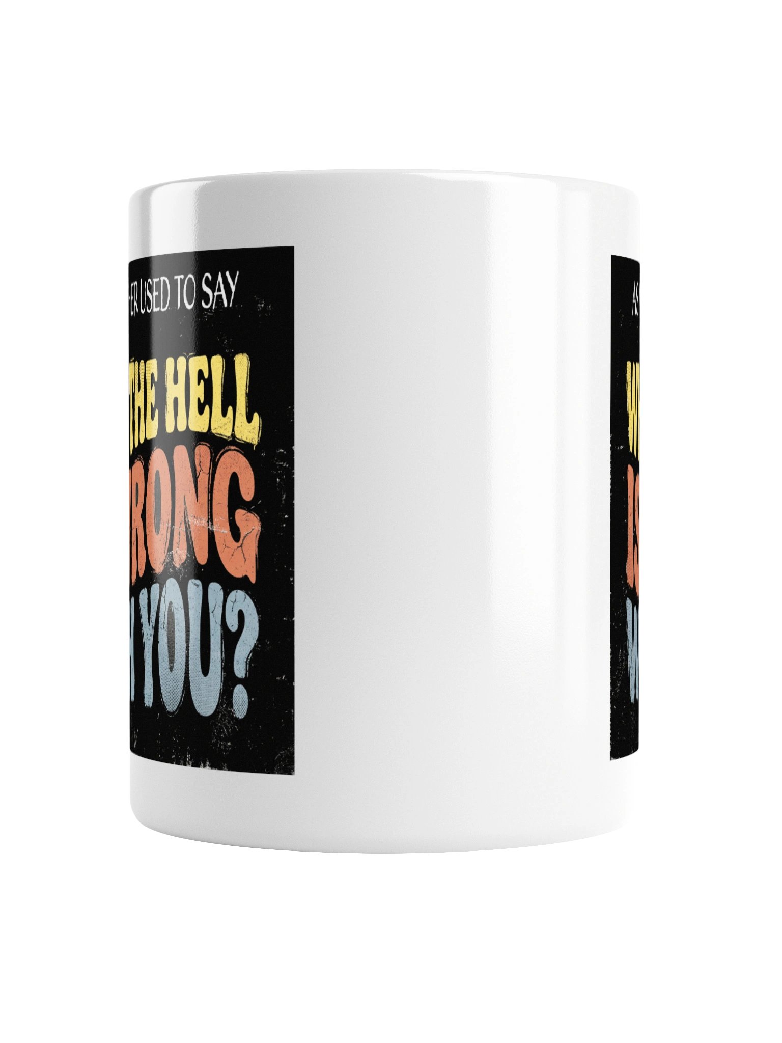 WHAT THE HELL Retro Distressed Ceramic Mug – White product image (2)