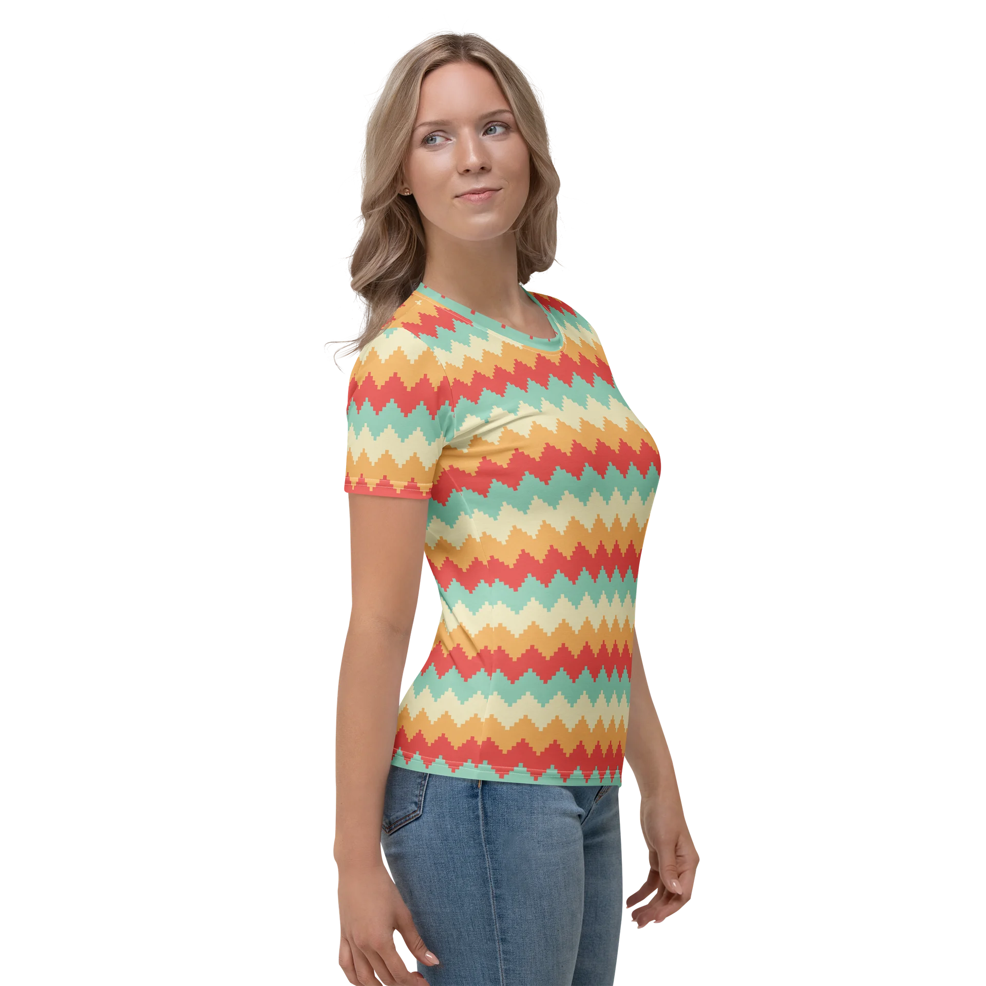 Colorful Chevron Zigzag Women's Crew Neck T-Shirt product image (4)