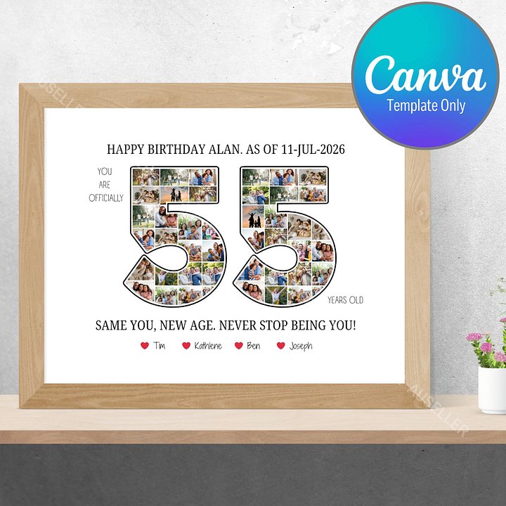 55th Birthday Photo Collage Poster - Canva Template product image (1)