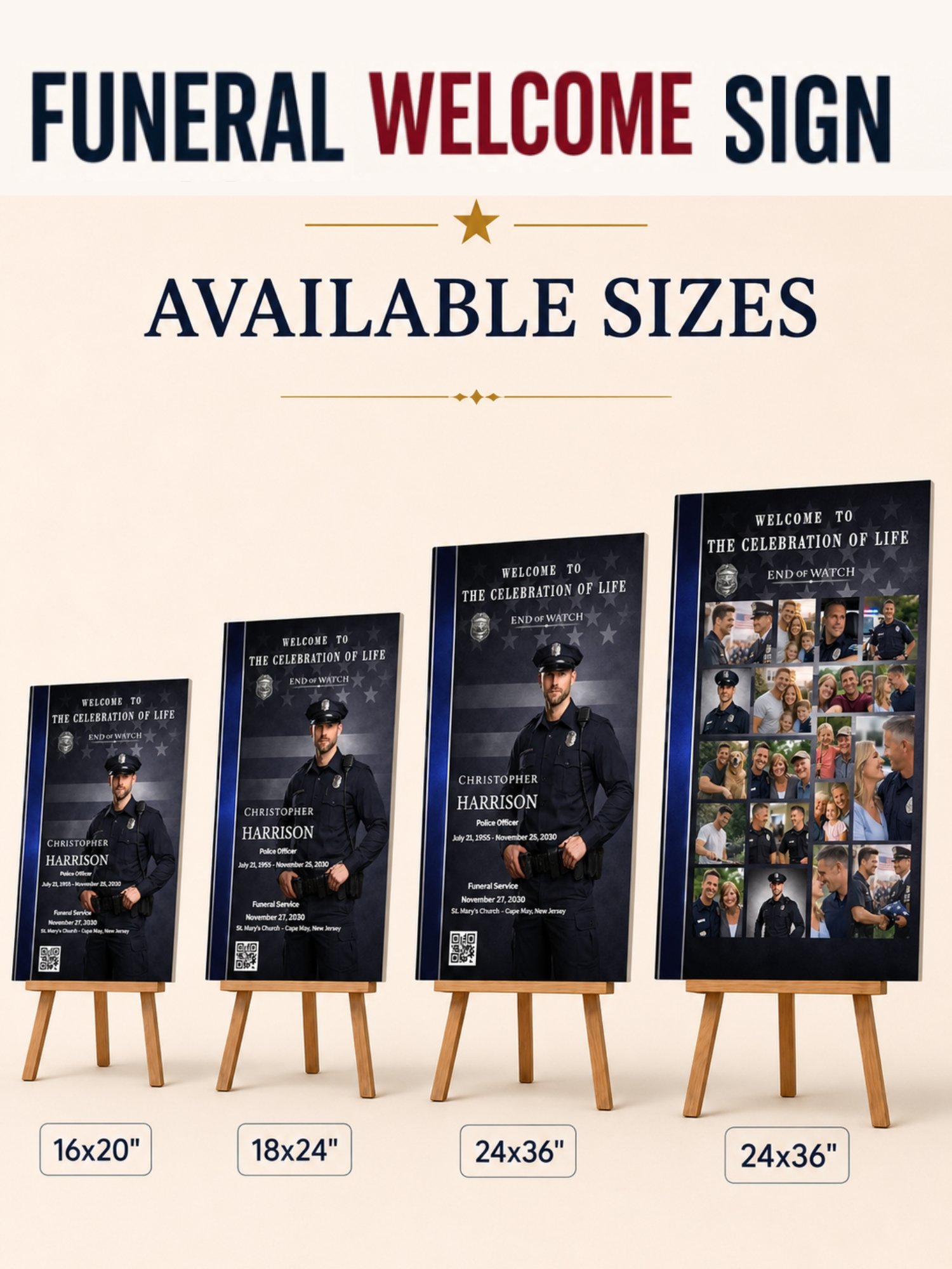 Police Memorial Welcome Sign - Thin Blue Line Canva Template product image (2)