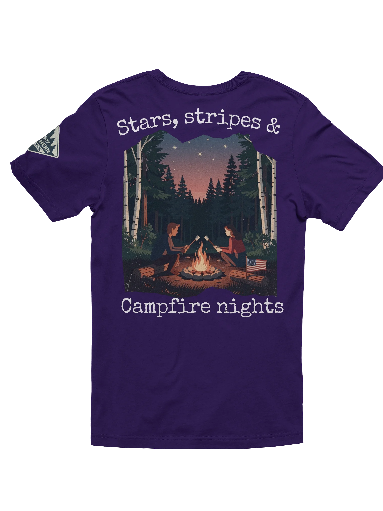 Stars, Stripes & Campfire Nights – Patriotic Northwoods T-Shirt product image (1)