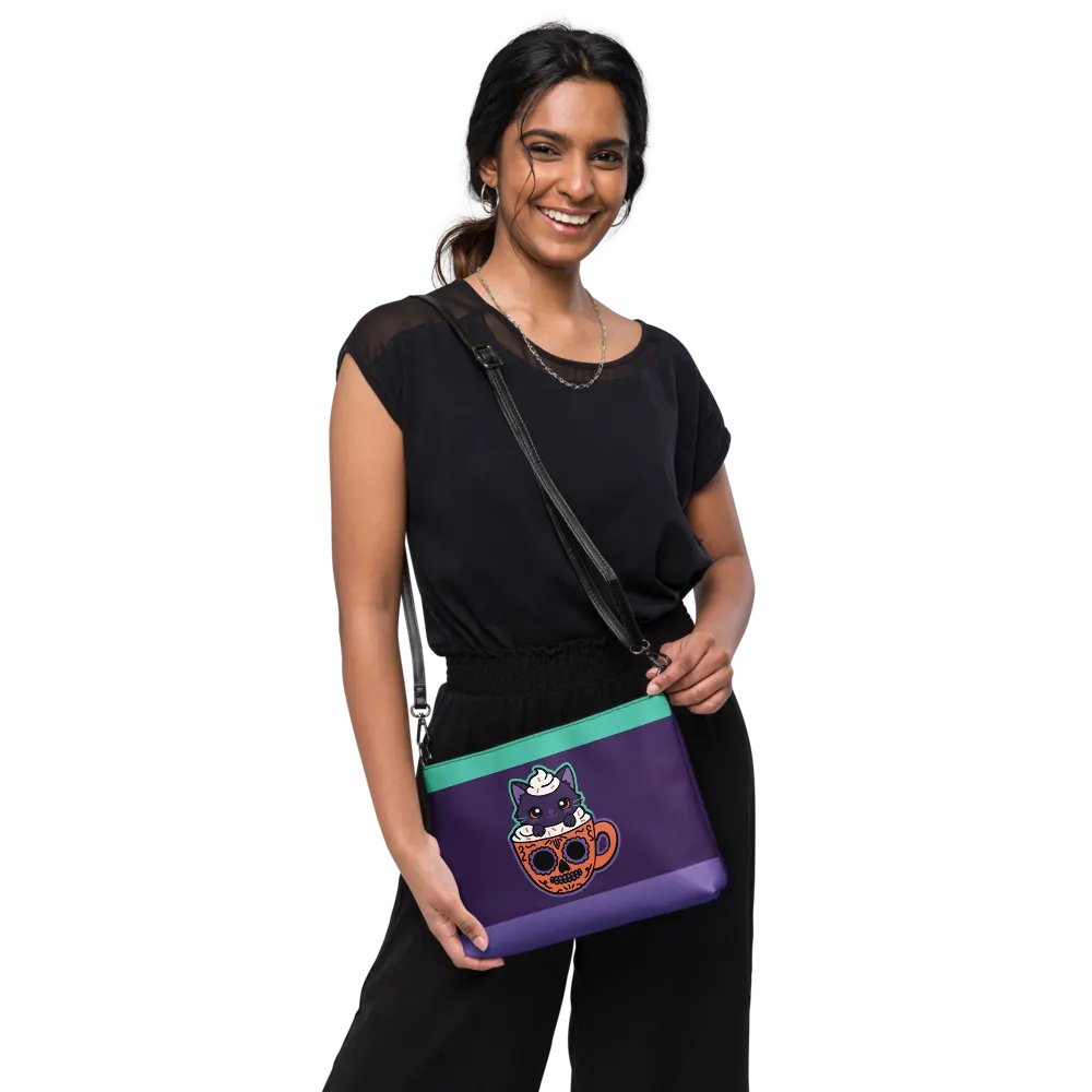 Sugar Skull Kitten Mug Flip-Sided Faux Leather Crossbody Bag product image (2)