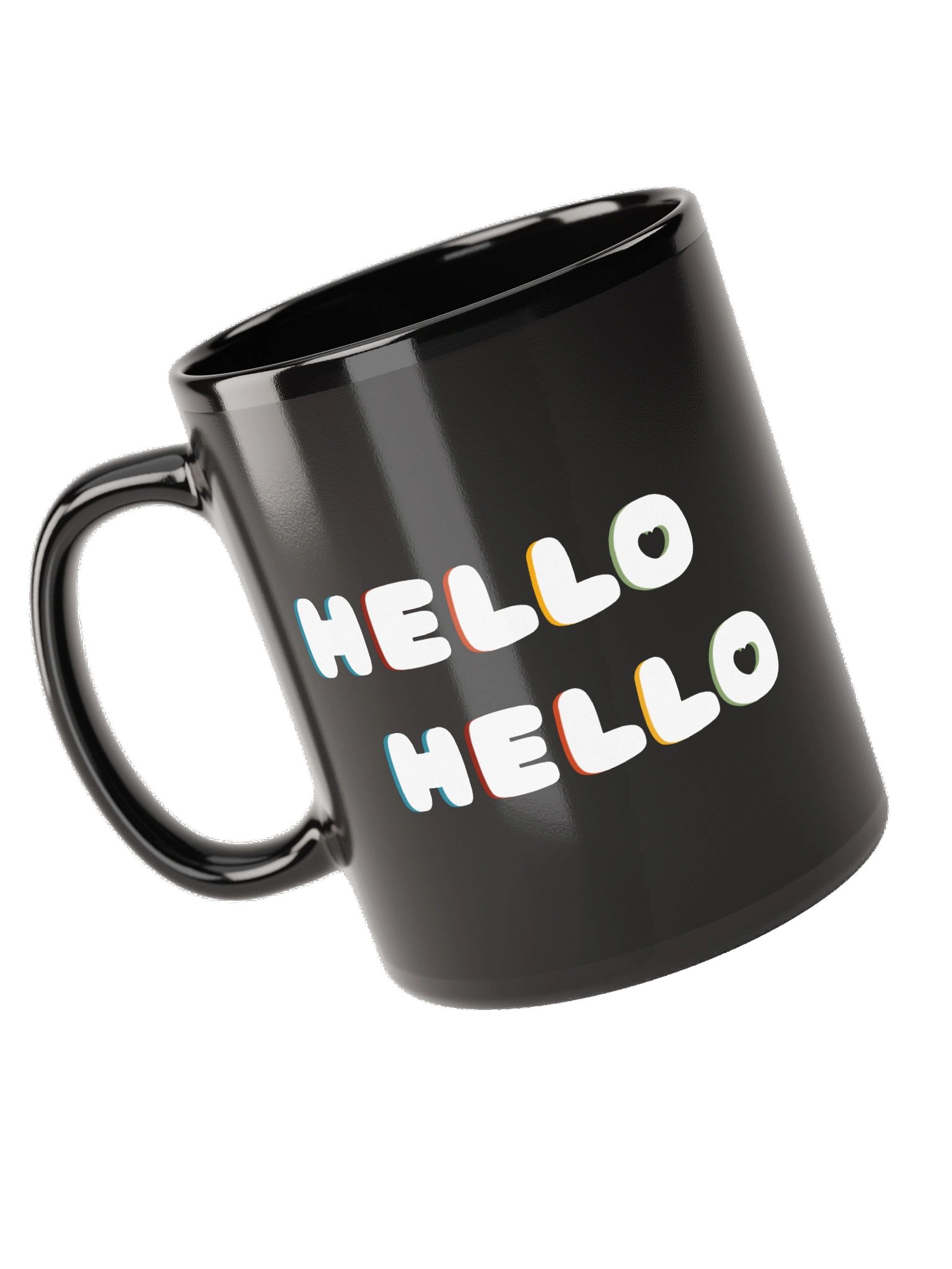 Hello Hello (White Text) Black Glossy Mug product image (5)
