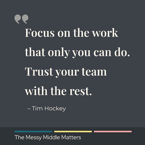 One of the best pieces of leadership advice I ever received came from a former TD Ameritrade CEO, Tim Hockey:

“Focus on the ...