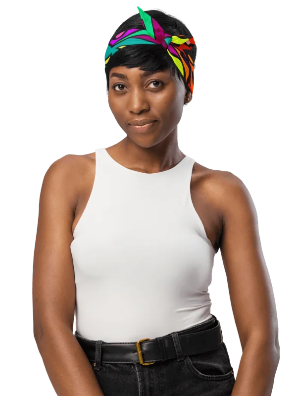 Vibrant Mosaic All-Over Bandana - Wave at Sunset product image (8)