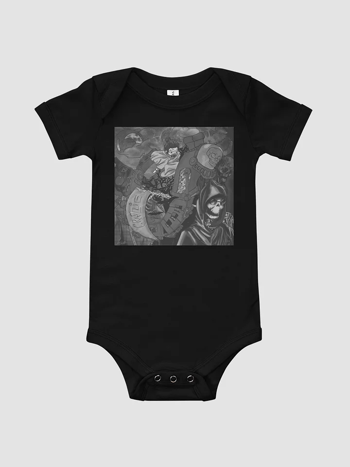 Crazzie Train Baby short sleeve one piece (B&W) product image (1)