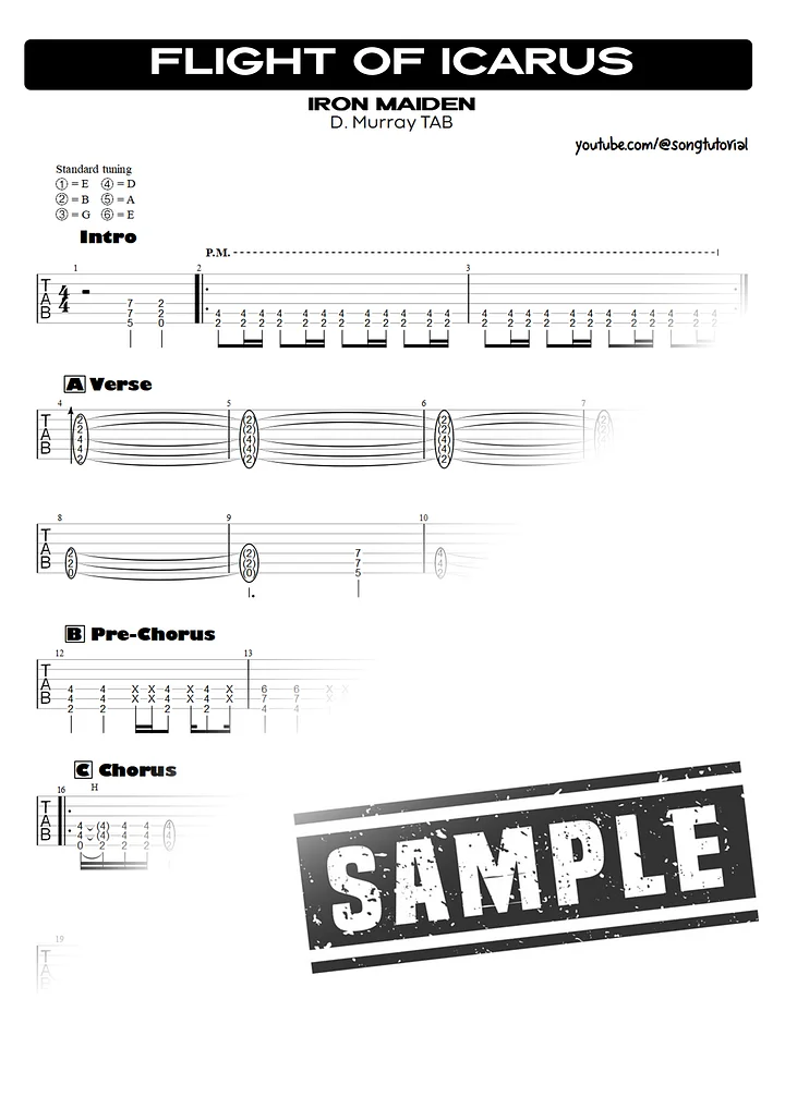 Flight of Icarus | PDF Tab + Guitar Pro | Iron Maiden product image (2)