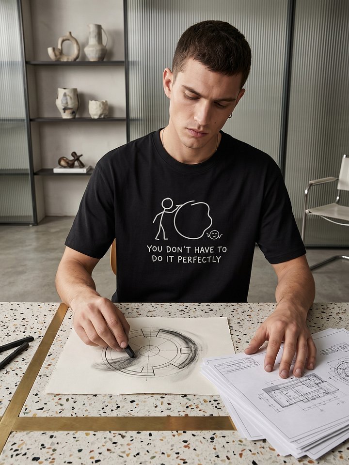 Study Anxiety Relief T-Shirt, You Don’t Have To Do It Perfectly Tee, Student Stress Support Shirt, Minimalist Study Motivation Clothing product image (2)