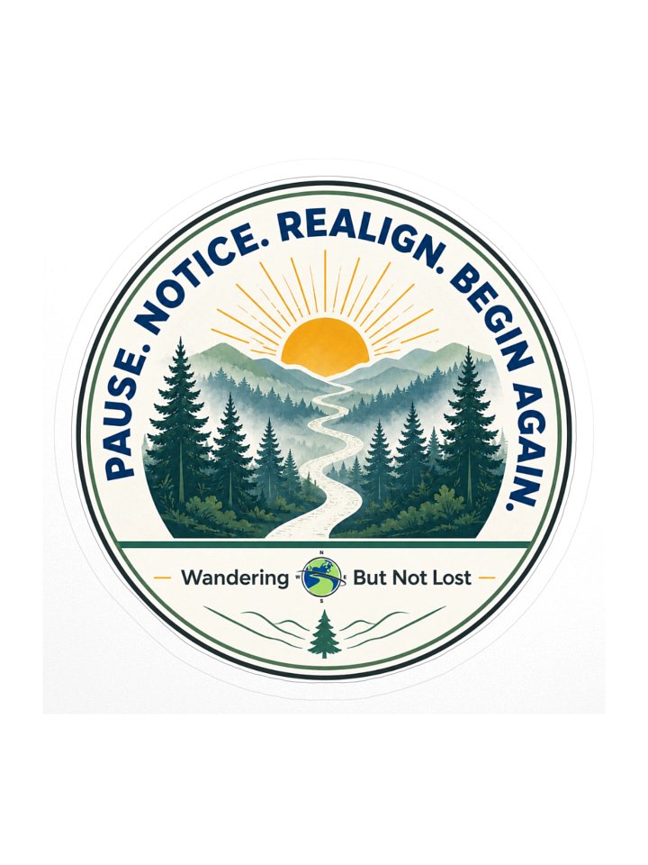 Pause. Notice. Realign. Begin Again. Round Sticker product image (1)