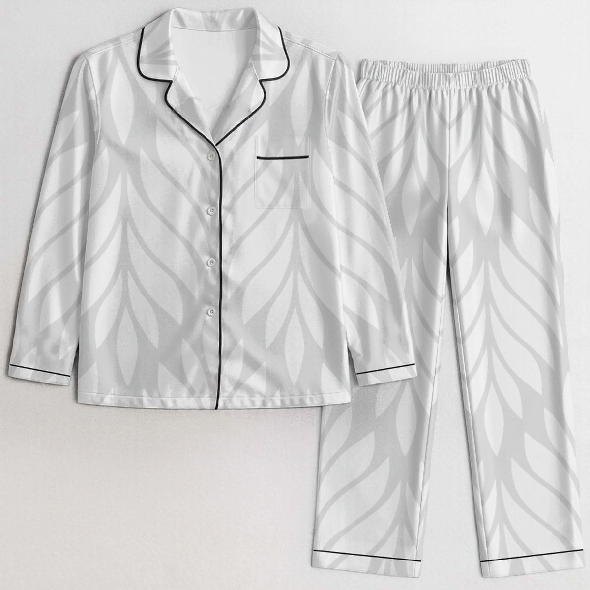 Elegant Leaf Pattern Satin Pajama Set product image (1)