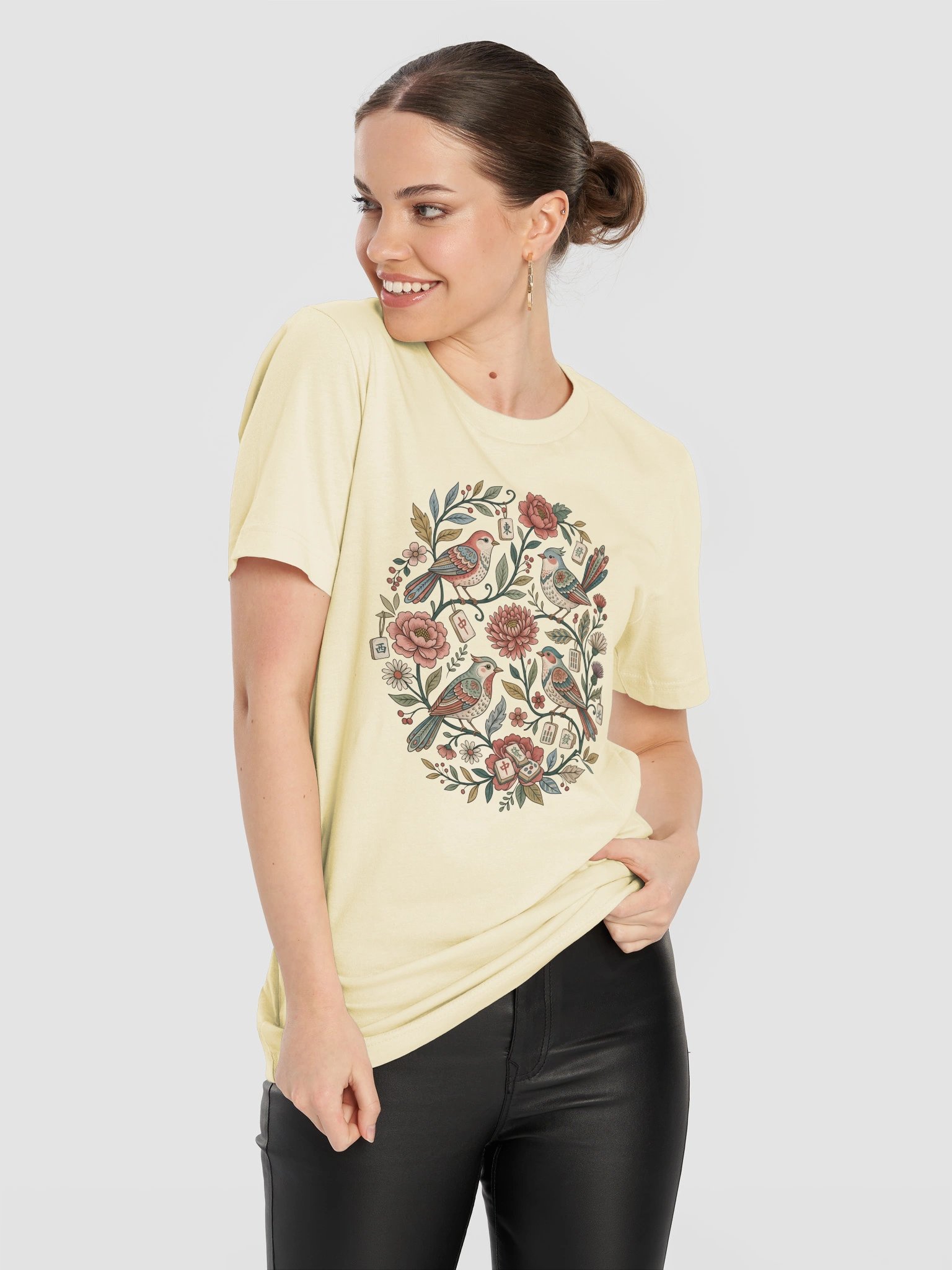 Mahjong Birds & Blooms T-Shirt | Vintage Botanical Mahjong Tee product image (91)