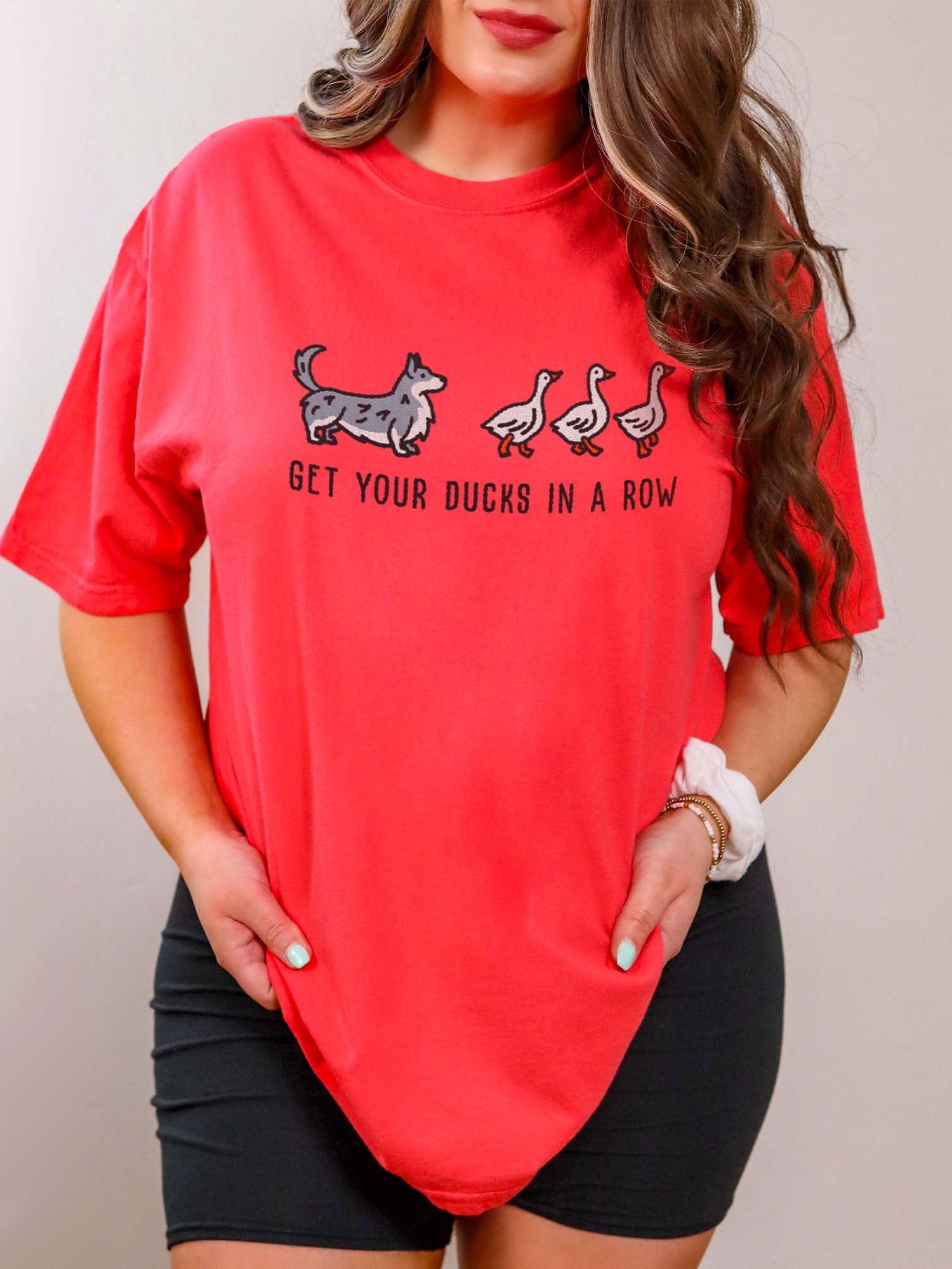 Get Your Ducks in a Row T-Shirt(Embroidered) of a Cardigan Welsh Corgi(Blue Merle) product image (2)