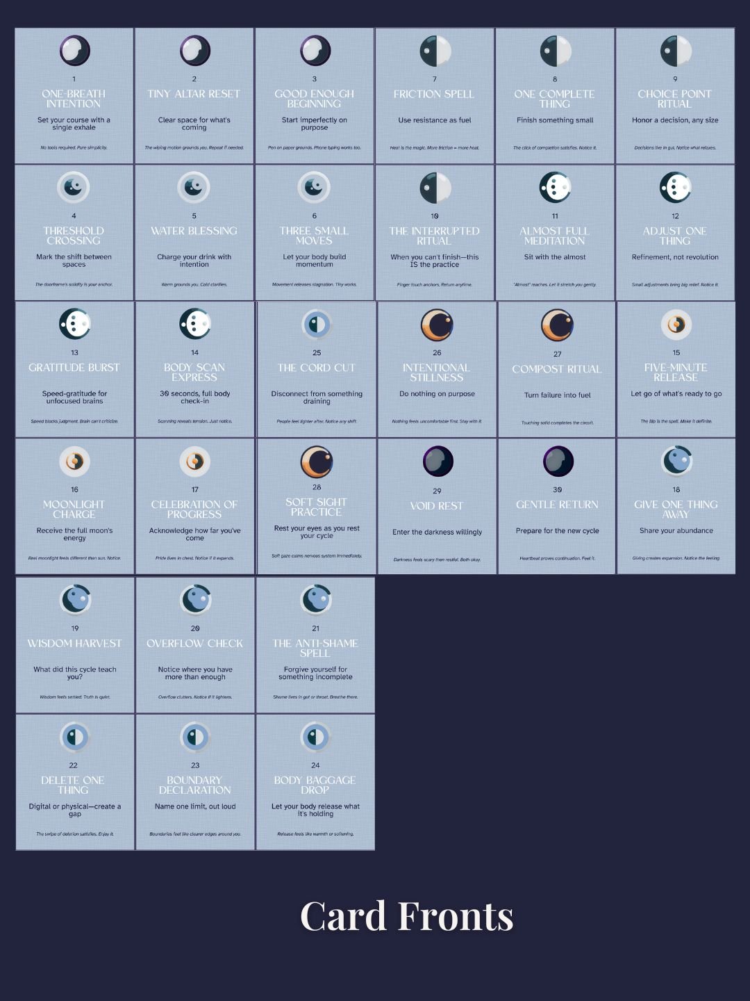 Moon Ritual Cards Printable | 30 Quick Practices for Every Body | ADHD Witch | Neurodivergent Friendly product image (8)