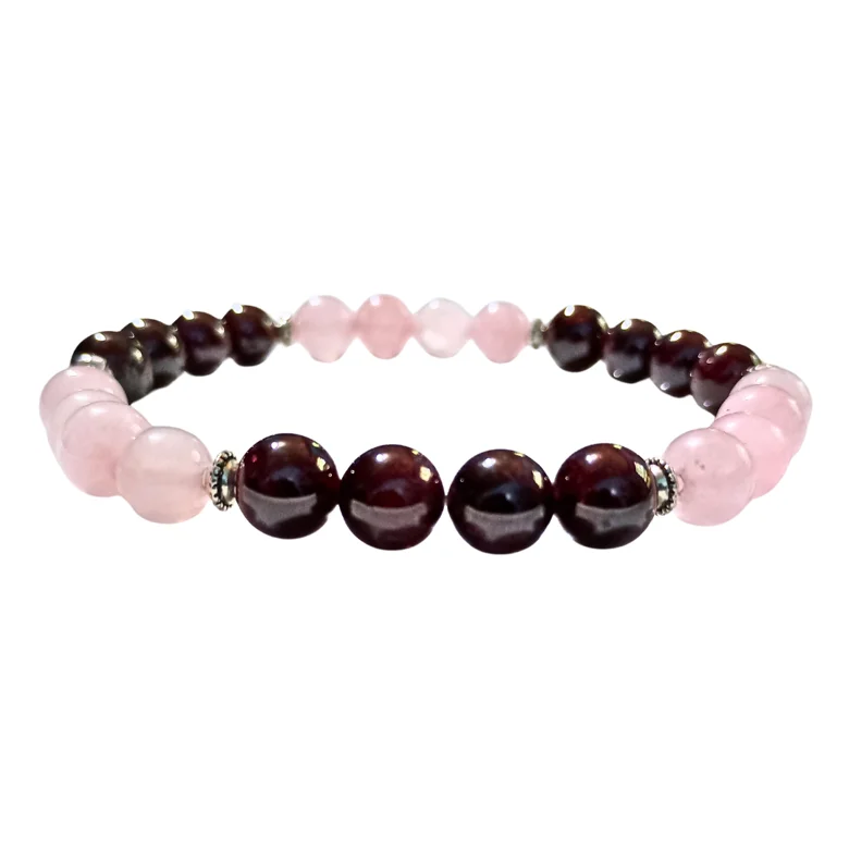 Handmade Love Bracelet | Rose Quartz & Garnet Beads | "Cosmic Connection" product image (2)