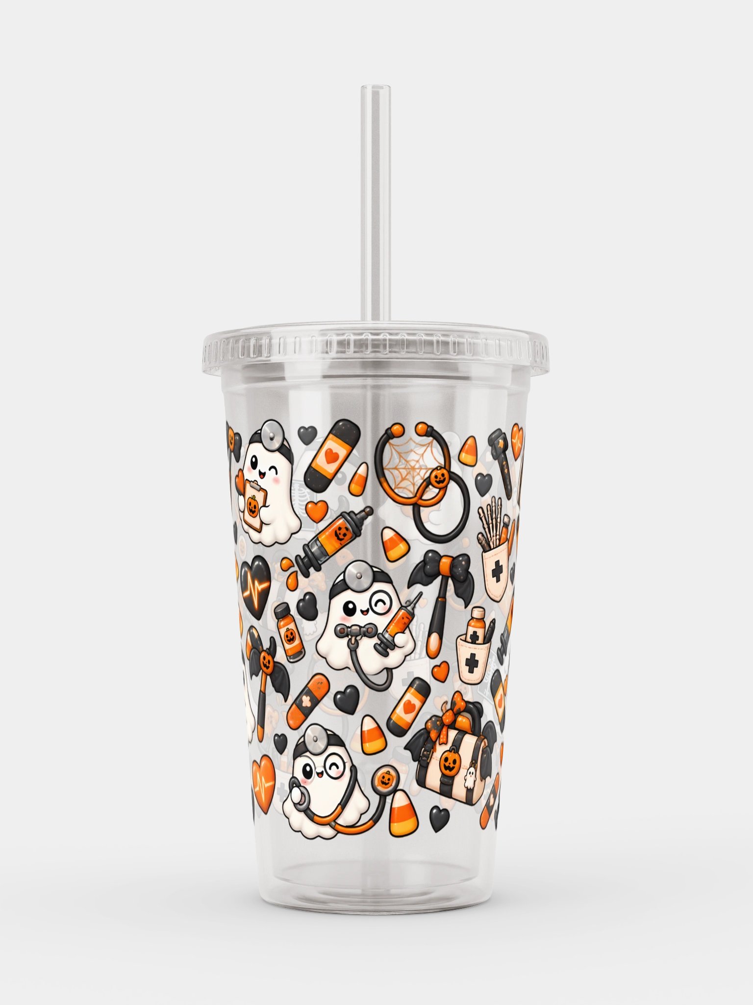 Halloween X Doctor Mashup Clear Wall Tumbler 16 Oz (473 ml) product image (1)