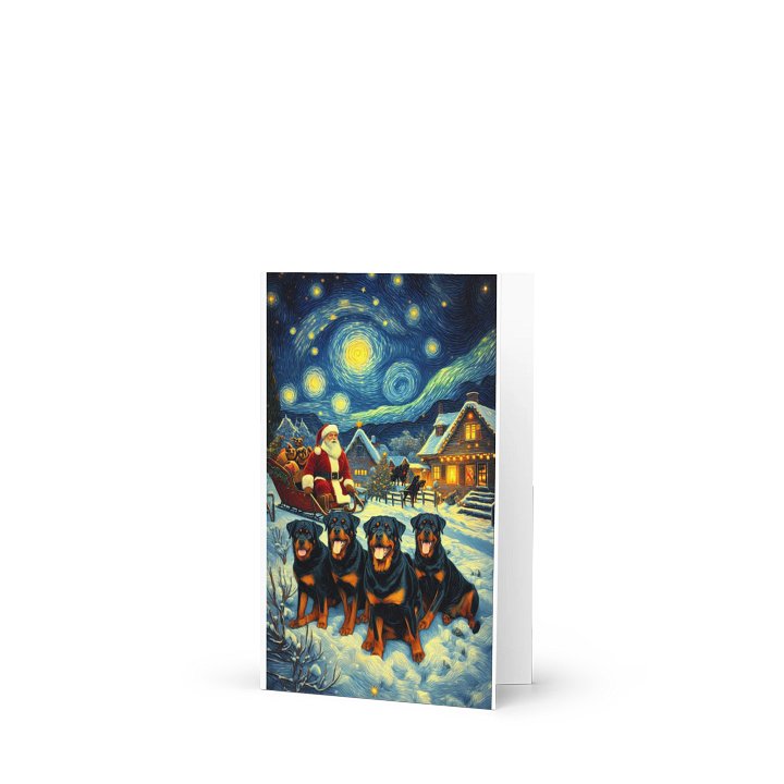 Rottweiler's Santa's Sleigh Ride Greeting Card product image (1)