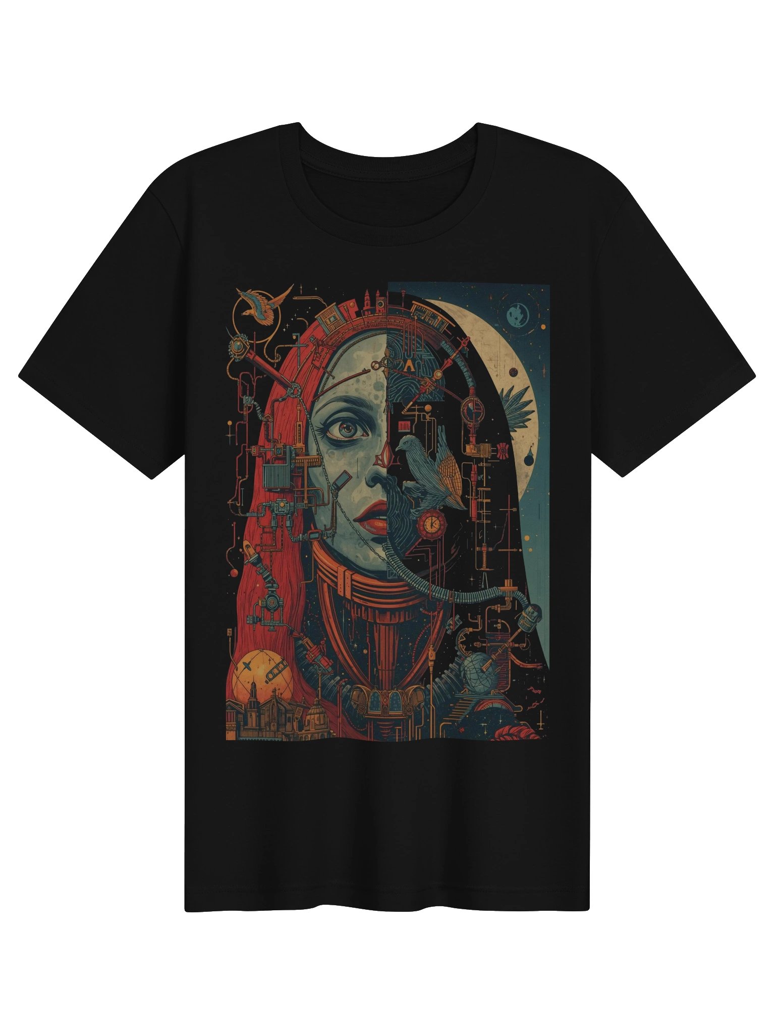 Mechanical vs. Celestial Split-Face Lightweight T-Shirt product image (1)