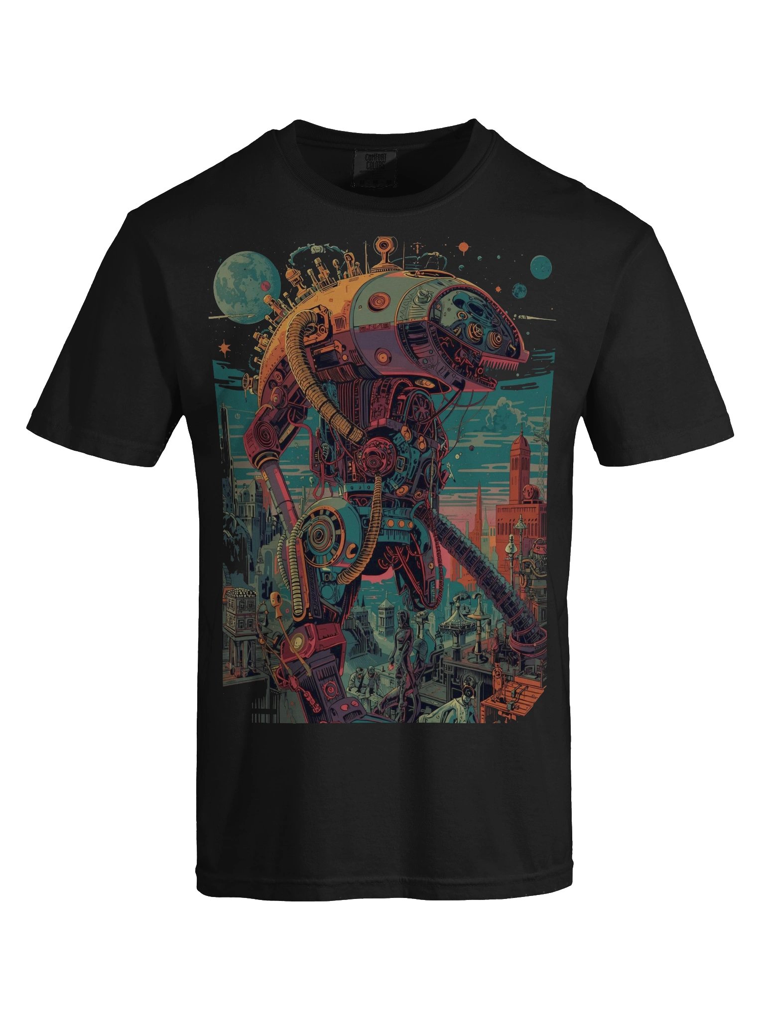 Steampunk Robot Cityscape Heavyweight T-Shirt product image (2)