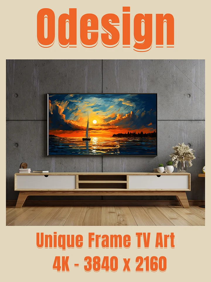 Landscape a beautifull lake by sunset, frame tv art product image (2)