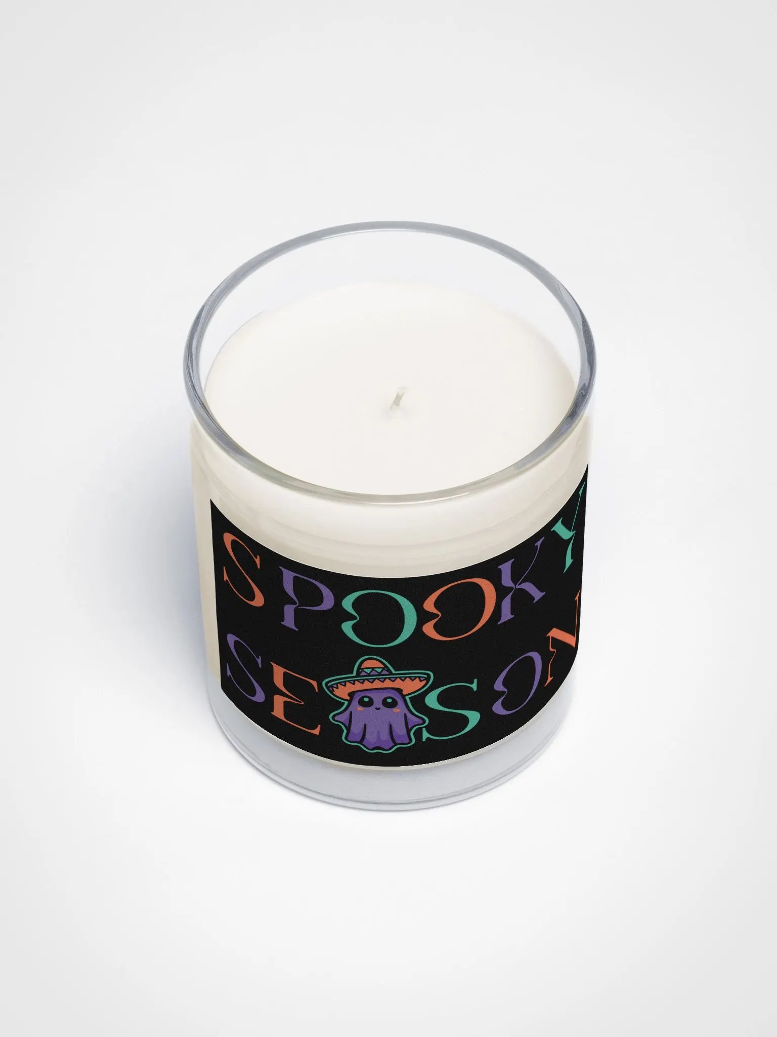 Spooky Season Sombrero Ghost Colorful Soy Wax Glass Jar Candle product image (3)