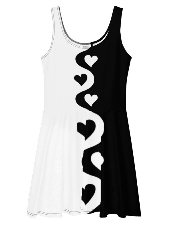 Split Half and Half Hearts Dress | Black and White product image (6)