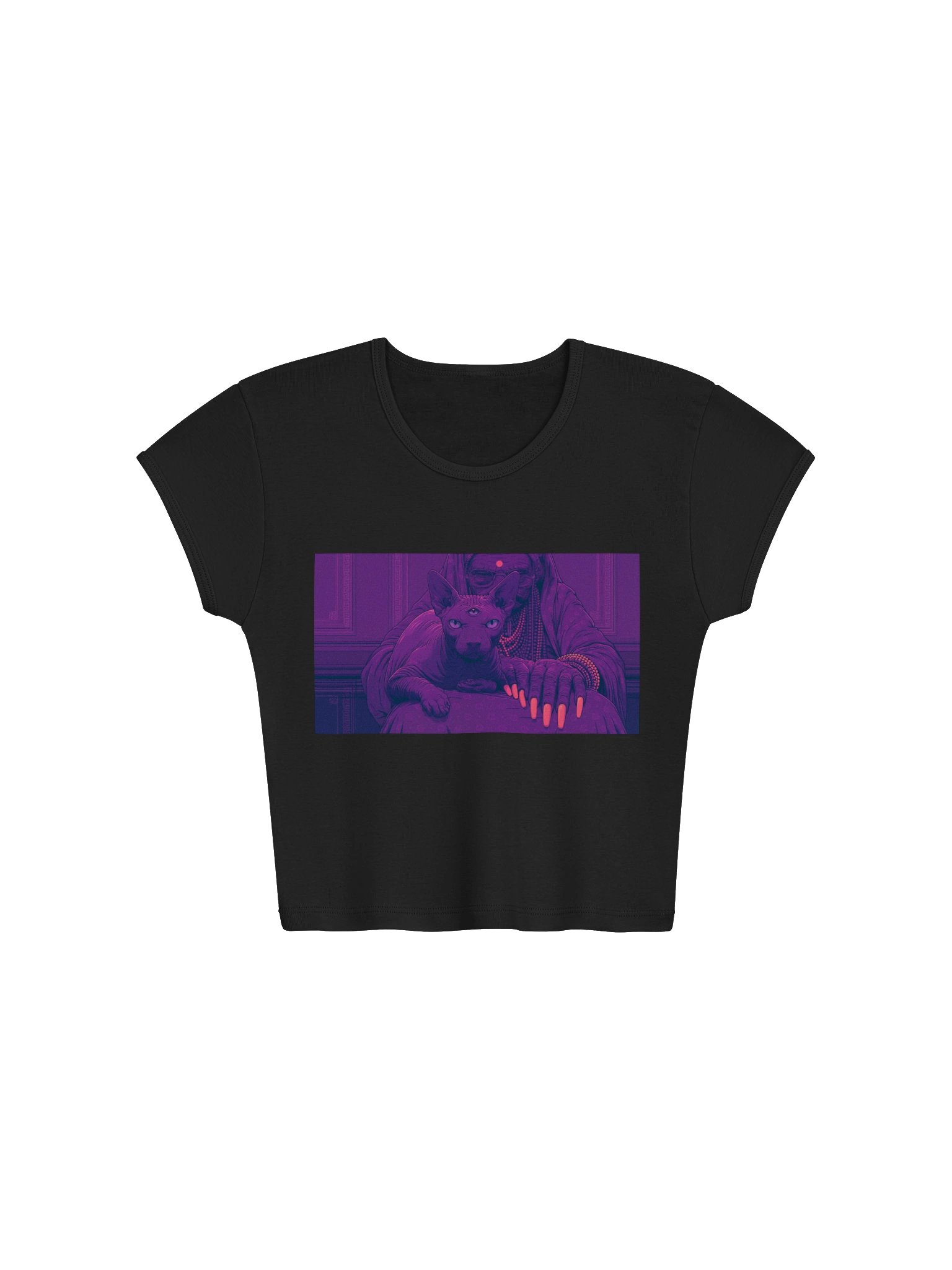 MAGIC OUIJA CAT - LA APPAREL CROPPED TSHIRT (W) product image (2)