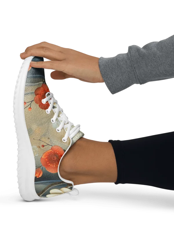 Traditional Japanese Floral Athletic Shoes - Plum Blossom Wave Aesthetic Sneakers product image (4)