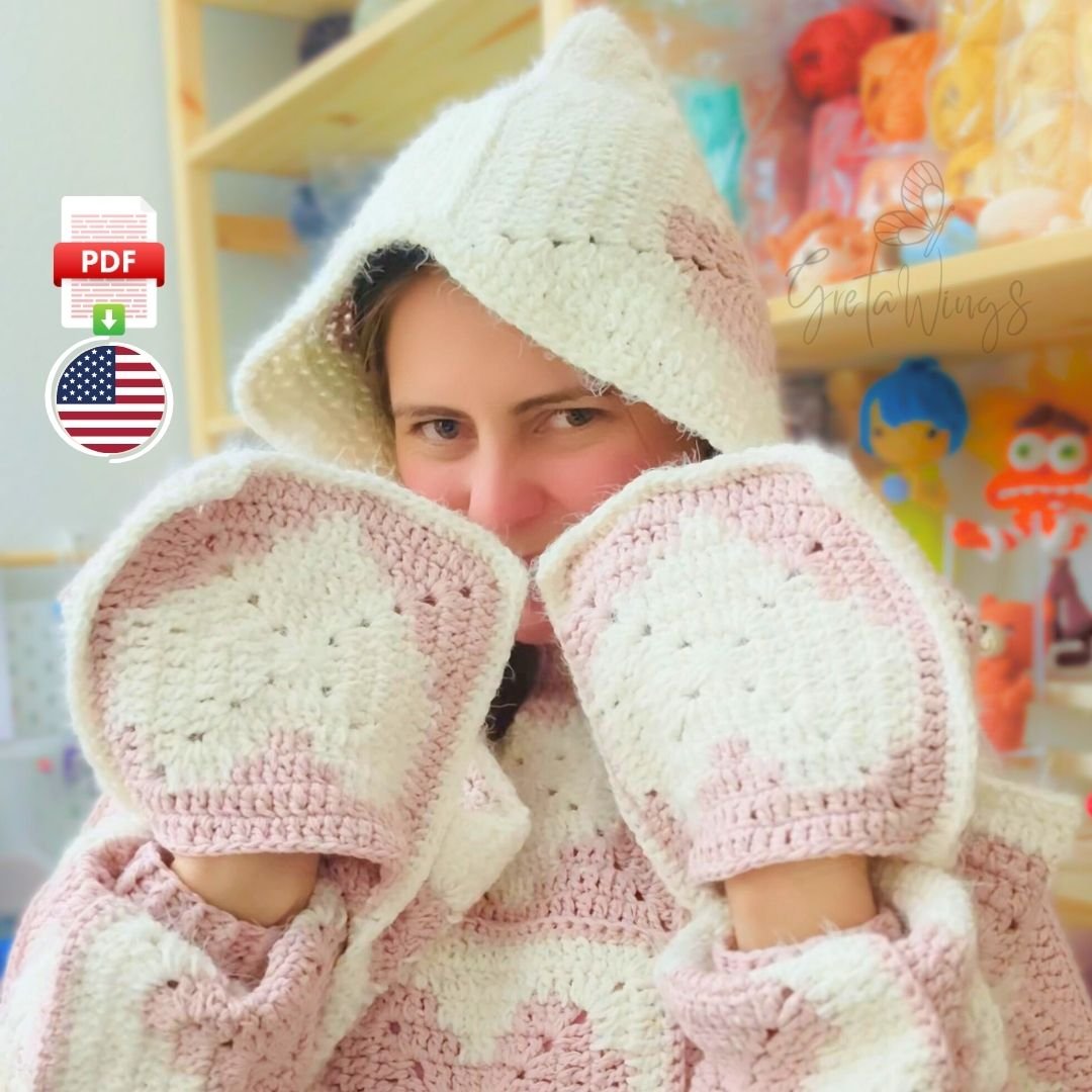 Heart Texture Hooded Scarf – Crochet Pattern (Chart + Video Tutorial) product image (1)