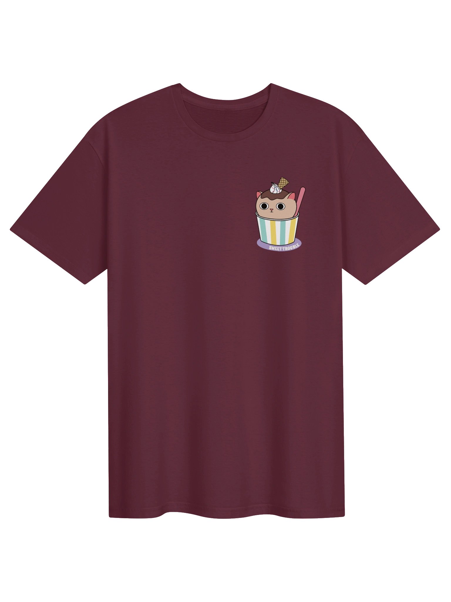Sweet Trouble (Ice Cream Cat - Left Chest and Back Prints) - Unisex Adult Super Soft Lightweight T-shirt product image (2)