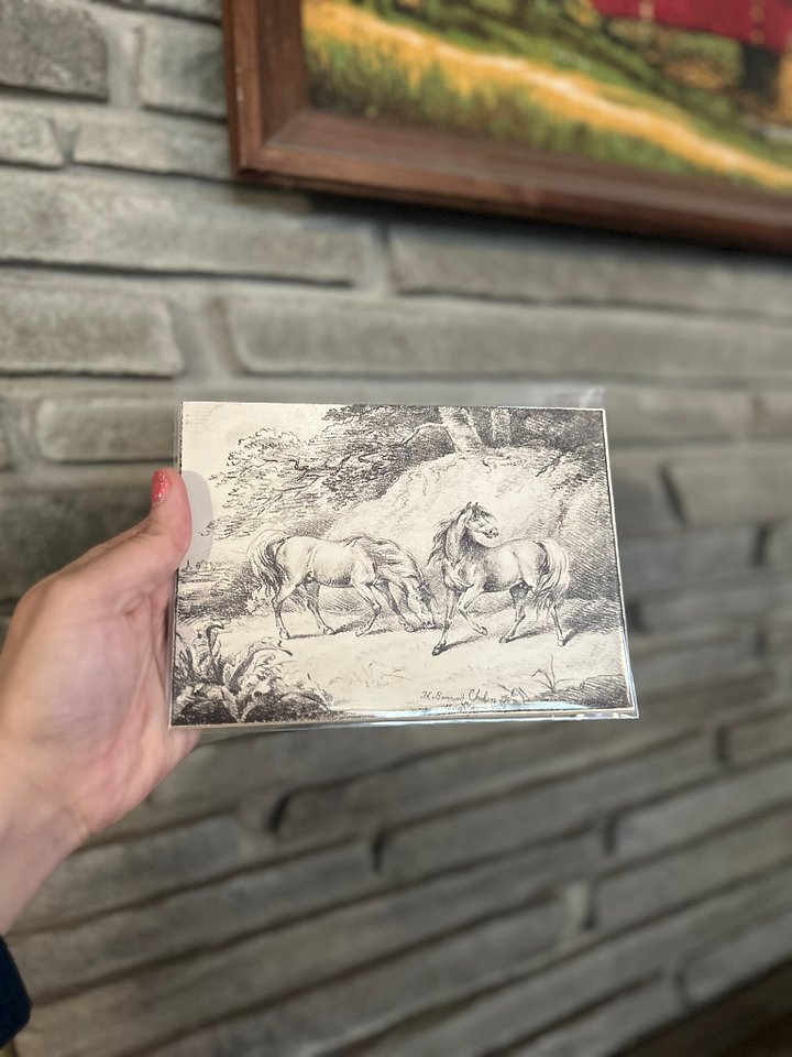 Henry Bernard Chalon "Wild Horses" Vintage Equestrian Giclee Fine Art Print | 5x7 | The Ribbon Room product image (1)