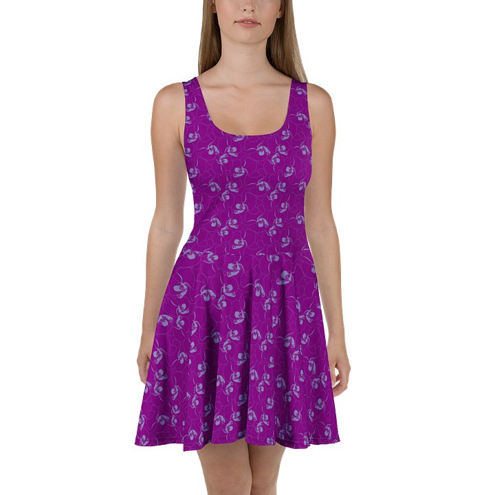 Vintage Sleeveless Skater Dress in Purple Floral Graphic product image (2)