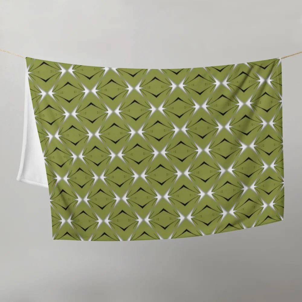 Green Black & White Diamond Star Seamless Pattern Throw Blanket product image (12)