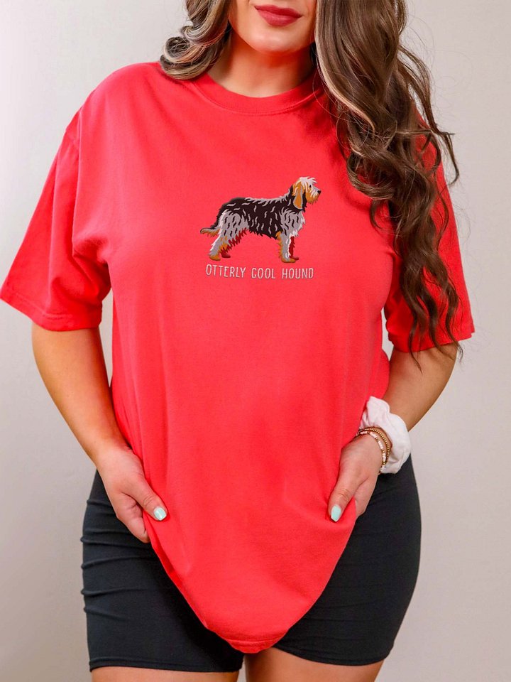 Otterly Cool Hound T-Shirt(Embroidered) of an Otterhound(Gray) product image (2)