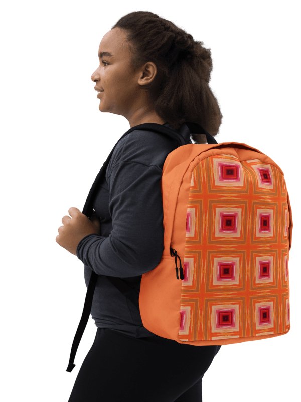Retro Orange Geometric Backpack Minimal Pattern Everyday Bag product image (8)