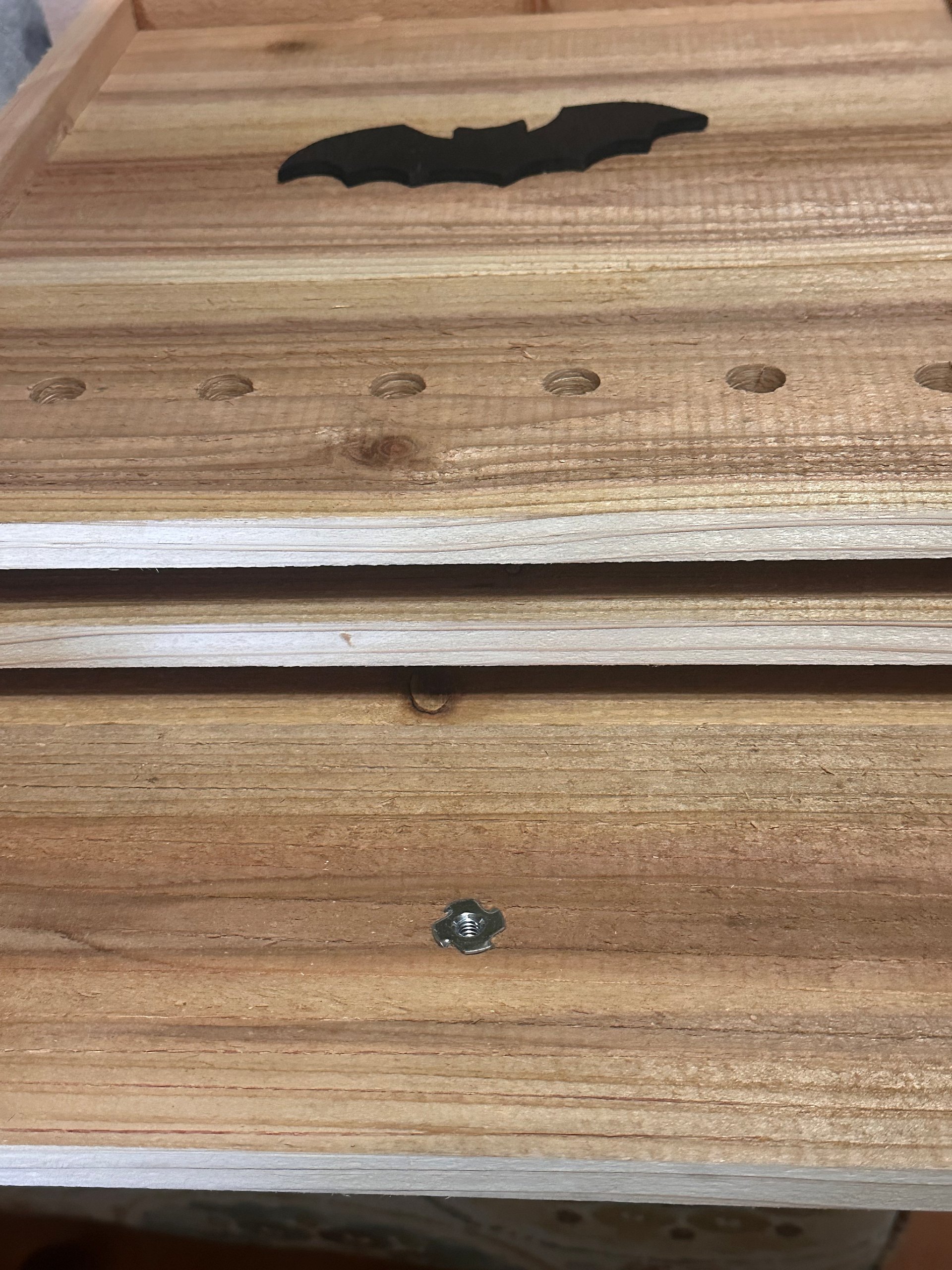 Handmade Cedar Bat House – Double Chamber with Climbing Grooves, Vent Holes, Rear Hanger & Pitched Roof product image (7)