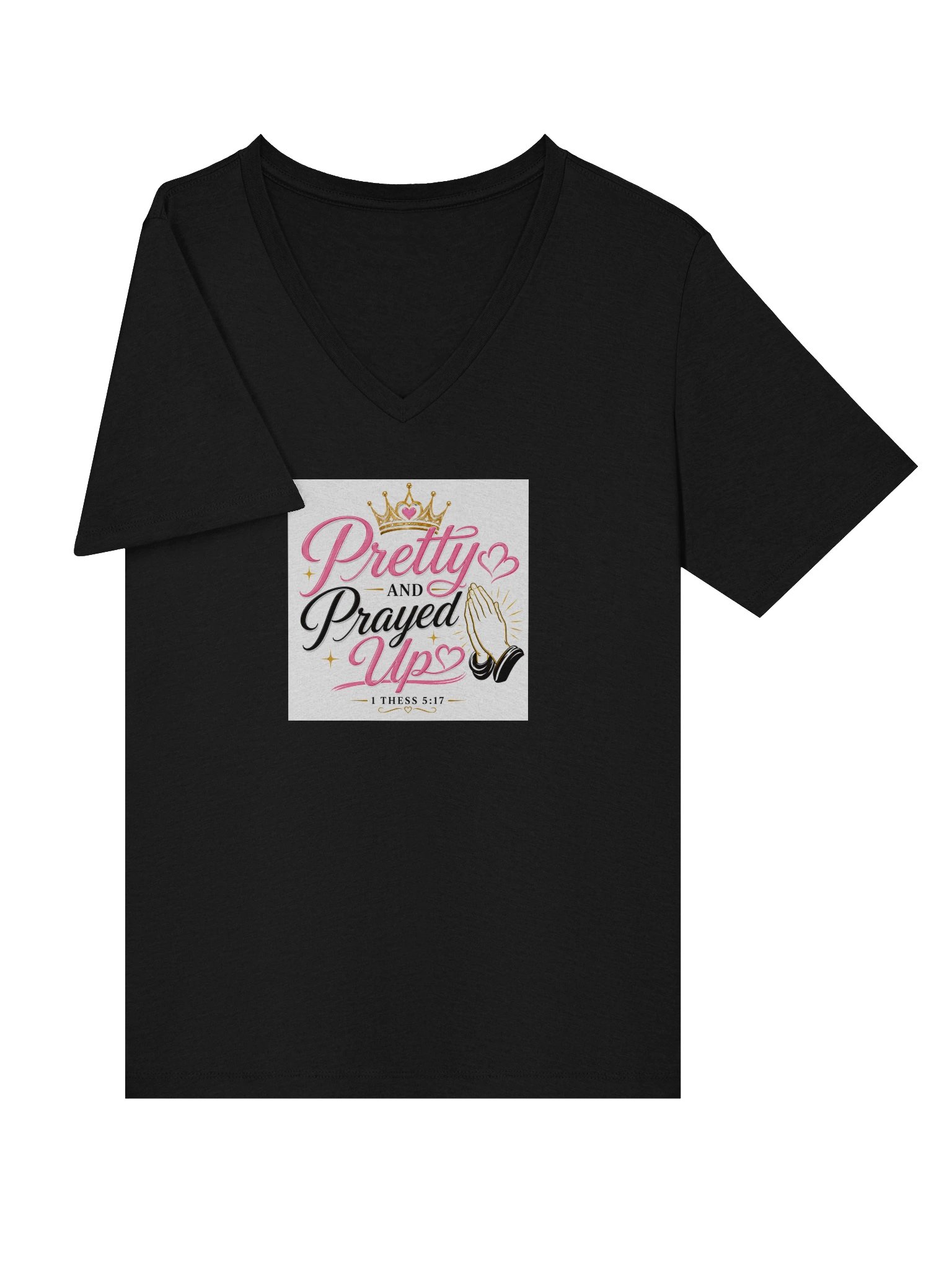 Pretty and Prayed up Cotton Tee V-neck product image (5)