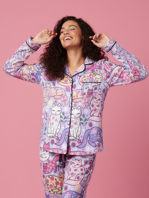 Whimsical Cat Garden Pajama Top product image (1)