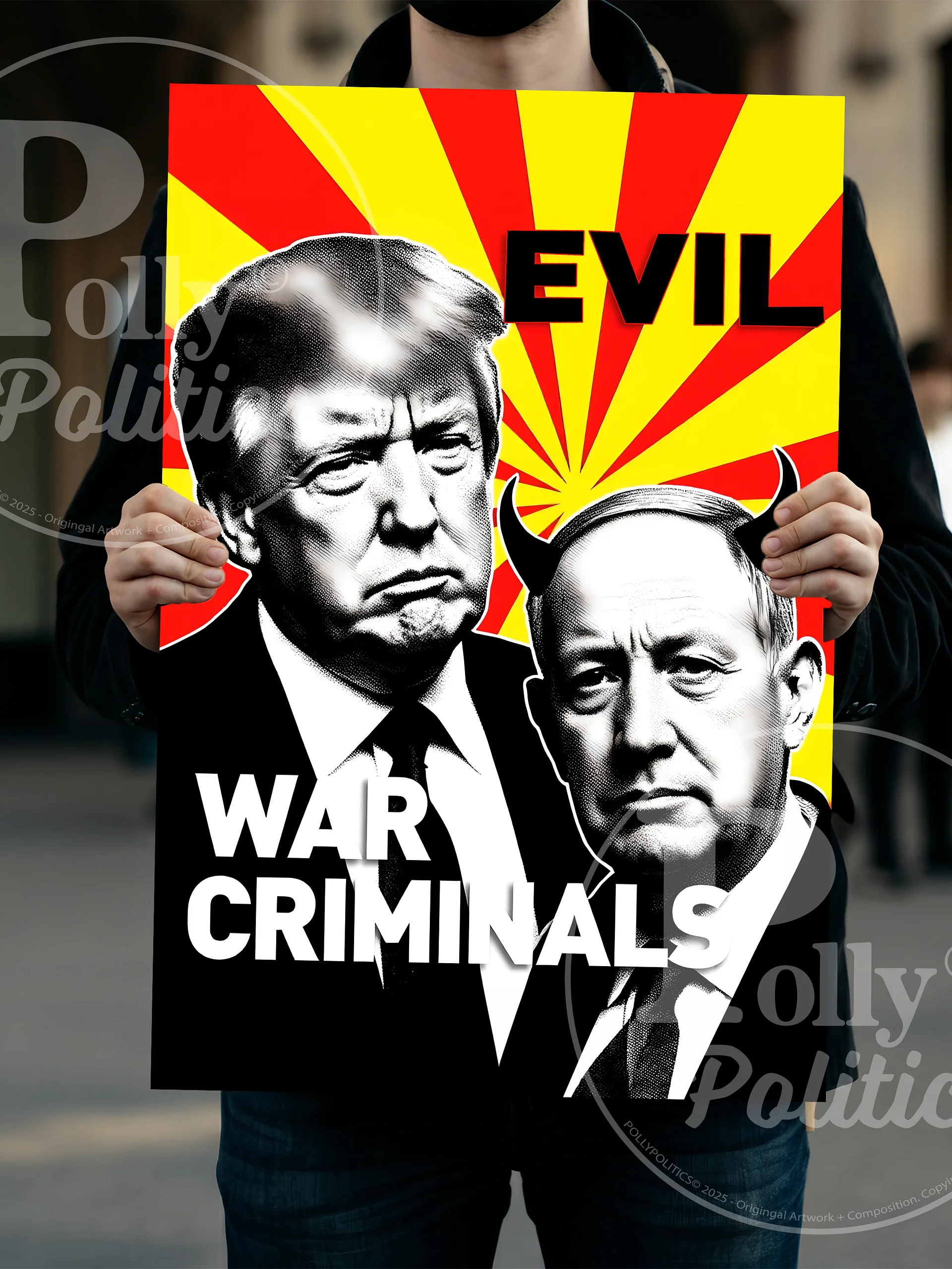 Nethanyahu Trump War Protest Sign product image (4)