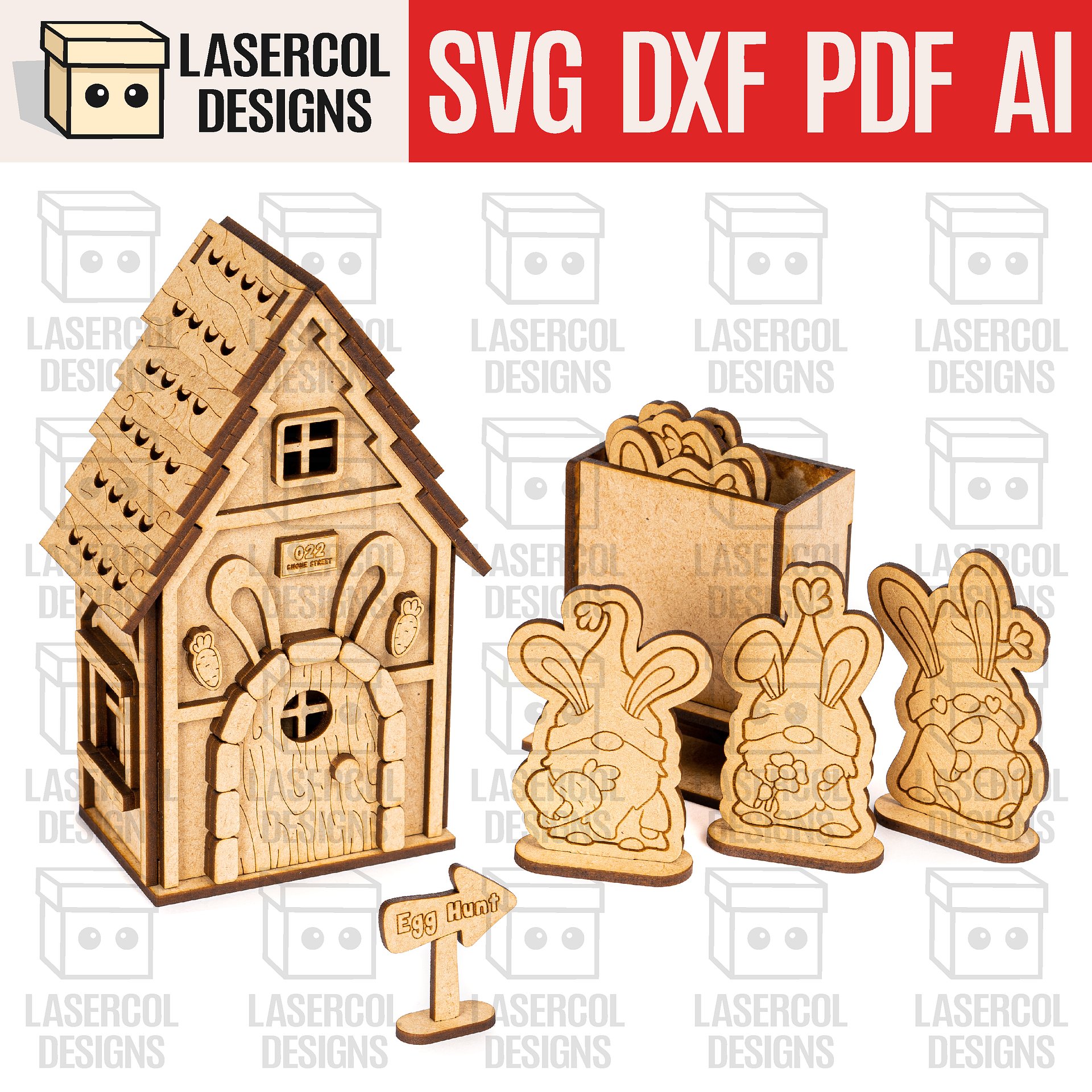 Easter Gnomes House Set 1 - Laser Cut Files product image (1)