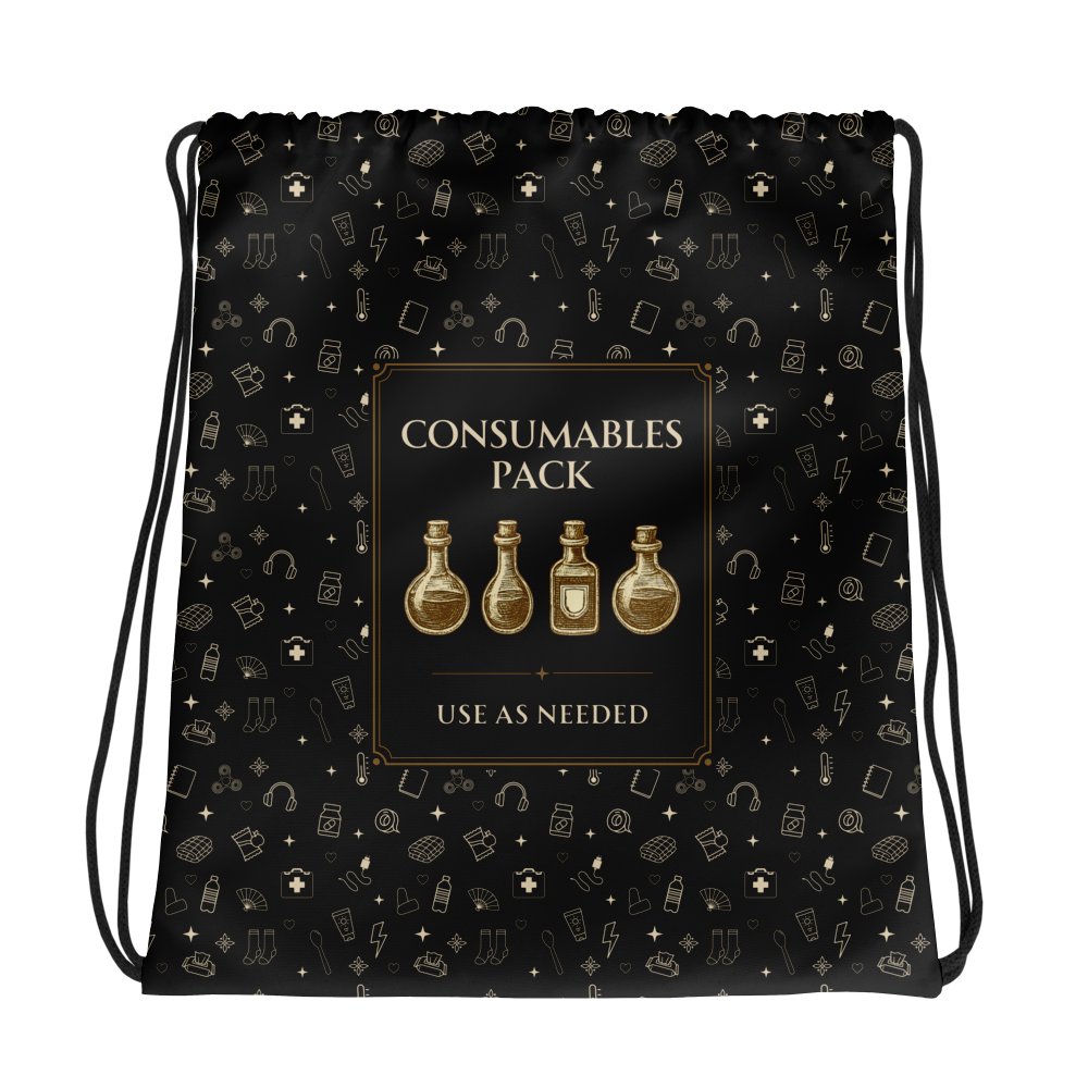 Consumables Pack Drawstring Bag | Chronic Illness Essentials Gym Sack product image (2)