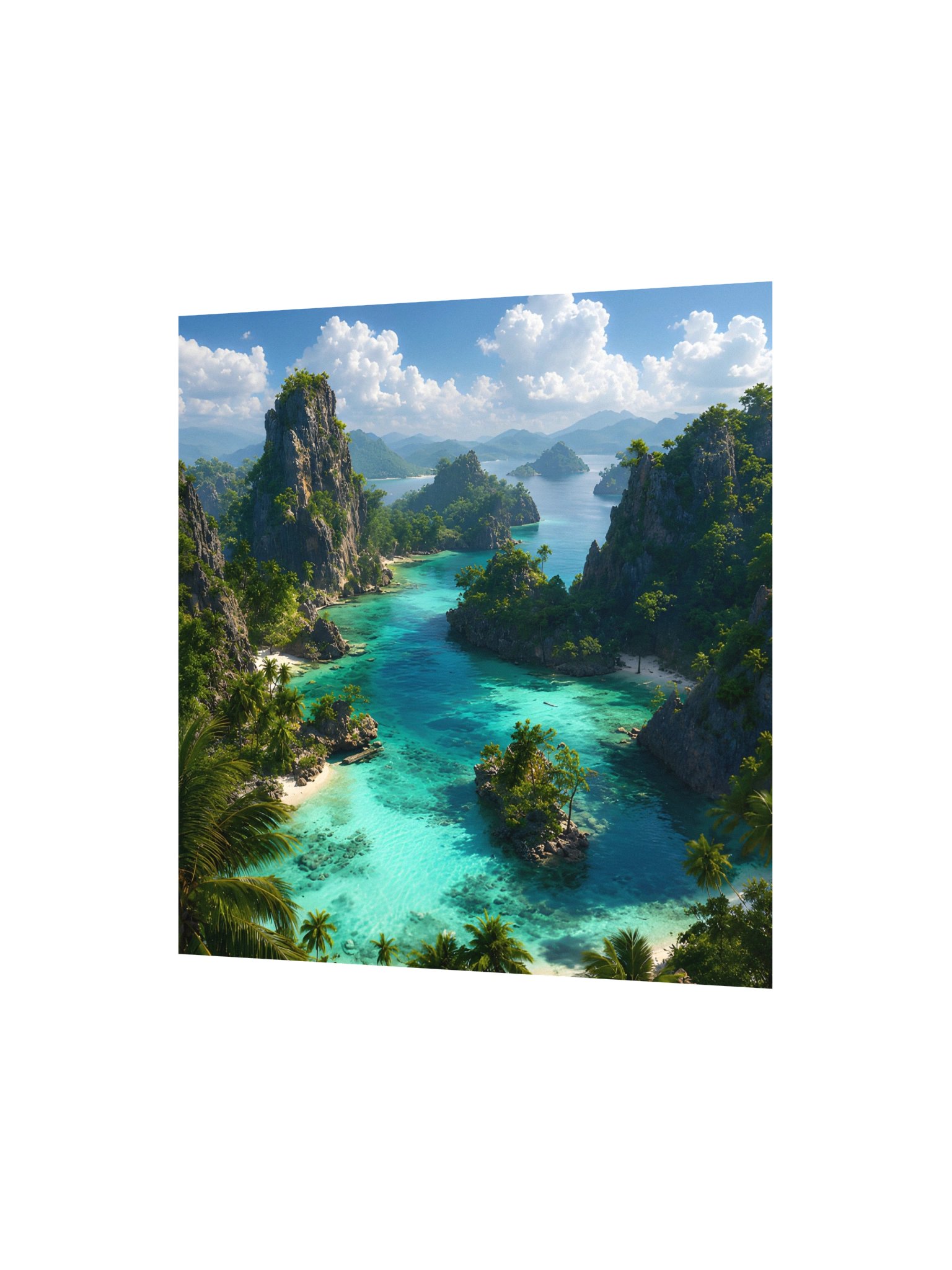 Tropical Lagoon Paradise 10x10 Poster | Turquoise Water & Limestone Cliffs | Luxury Island Wall Art product image (4)