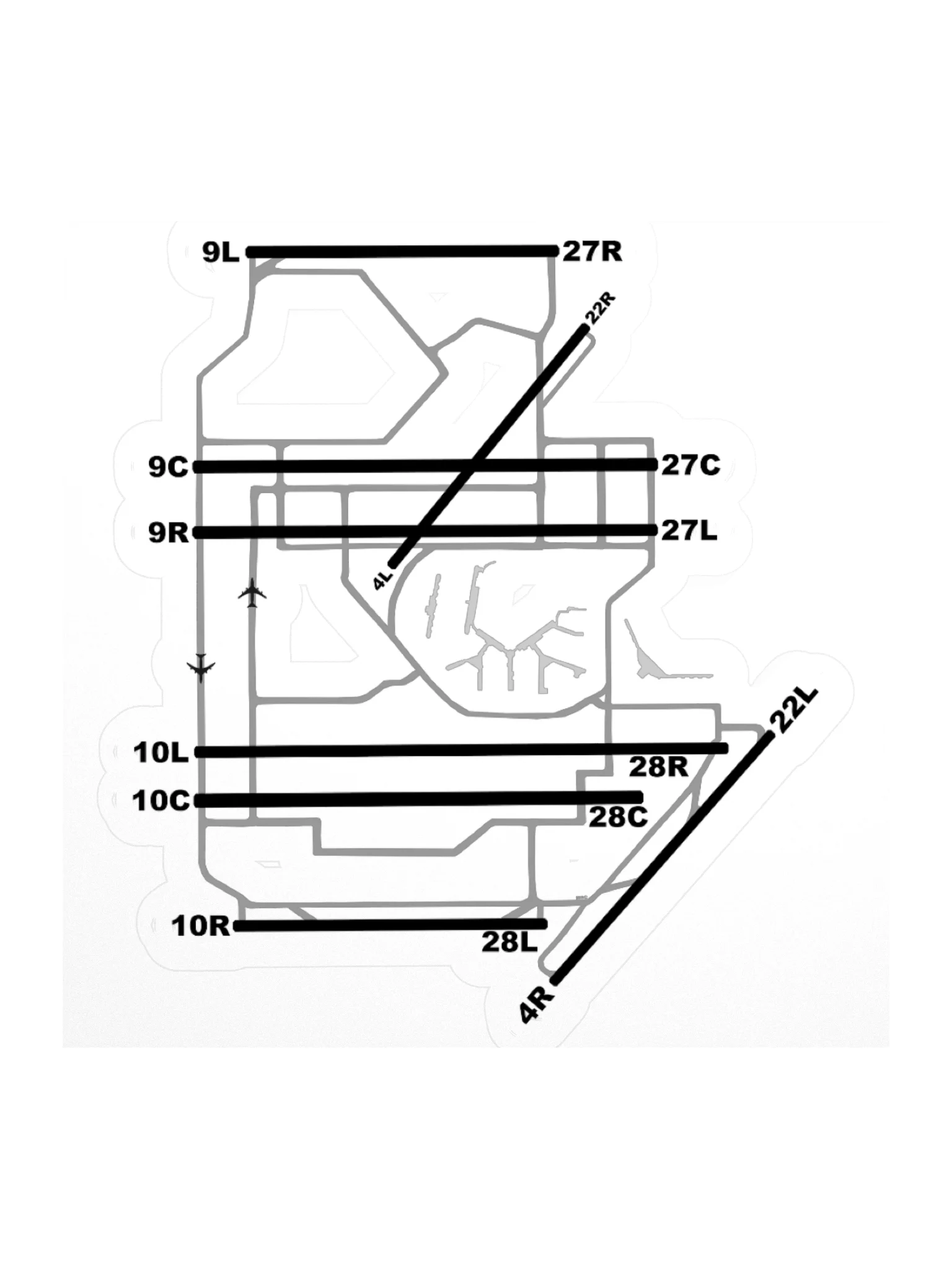 O'Hare Airport Chicago Runway Diagram Sticker product image (1)