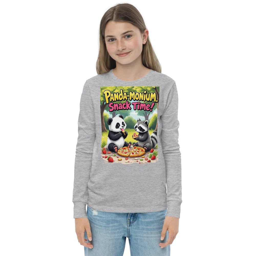 Panda-monium Snack Time! Youth Long Sleeve Tee product image (4)