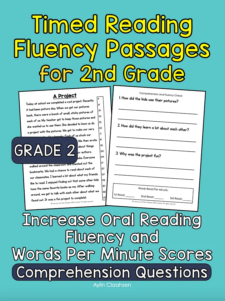 Timed Reading Fluency Passages for 2nd Grade product image (1)