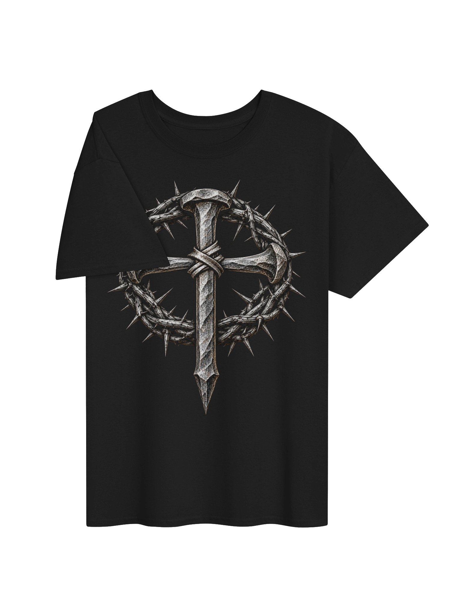 Forged in Faith Christian Cross Tee | Crown of Thorns Shirt product image (4)
