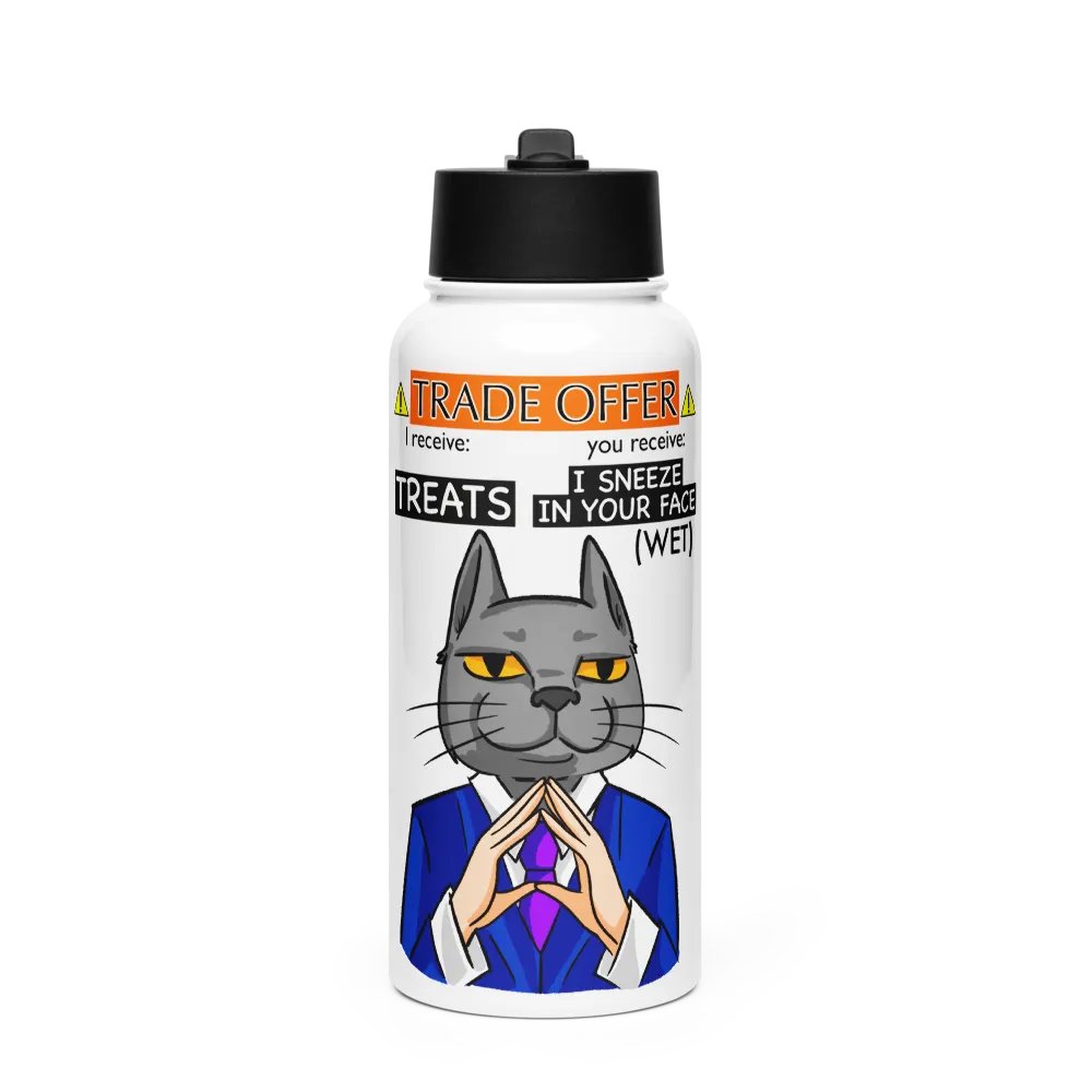 Trade Offer Human-Cat Meme Stainless Steel Water Bottle with a Straw Lid product image (1)