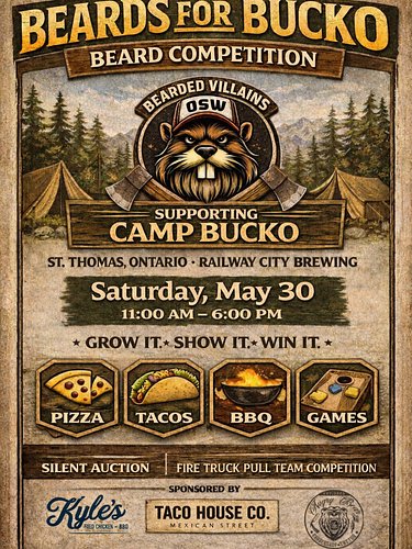 Beards for Bucko 2026 is almost here!

Hosted by Bearded Villains Ontario Southwest, this annual event supports Camp BUCKO, a...