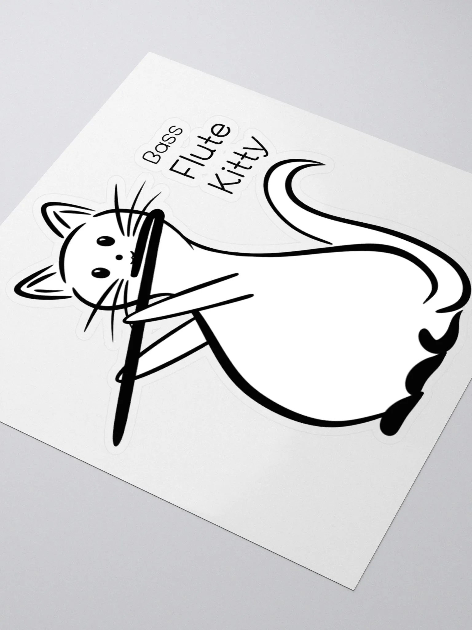 Whimsical Kiss Cut Bass Flute Kitty Sticker product image (3)